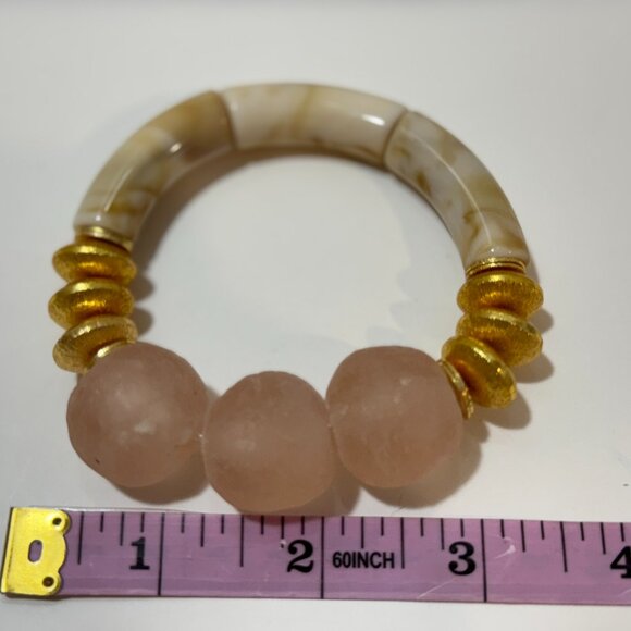 ✨ Style for the South Stretch Bracelet – Marbled Acrylic, Gold Accents & Frosted - Picture 1 of 6